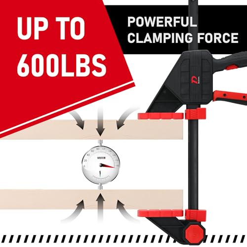 600lbs Clamping Force Bar Clamps for Woodworking, 12 Inch Wood Clamp × 2pcs, Four Times Clamping Force of Standard Products, One Hand Heavy Duty Bar Clamps, Quick Grip Clamps for Carpentry - size: 12 NINCH