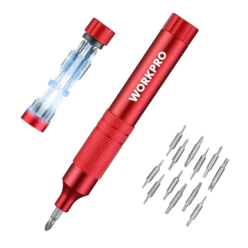 WORKPRO 24 in 1 Multi Bit Mini Screwdriver Set Magnetic, Red - color: Red