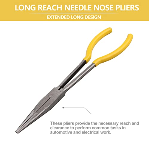 Long Reach Needle Nose Pliers, 11" Straight Pliers for Jewelry Making, Mechanics or Home Repairing - size: Long Reach Needle Nose