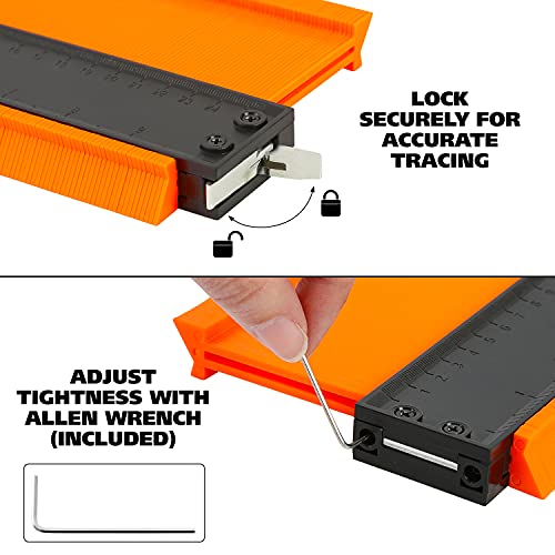 GreatNeck Contour Gauge Set, 5 and 10 Inch Contour Gauge Tool with Lock, Made of High Quality ABS Plastic and Rustproof Metal, Dual Measurement on Both Sides - size: 5 and 10 inch