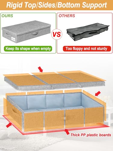 punemi 6 in Tall Under Bed Storage Containers with Lids, 2 Pack, Grey - color: Grey, size: 2 Pack-6 inch Tall-Structured