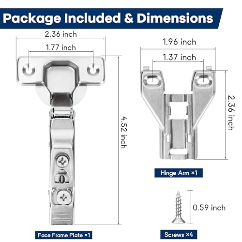 10 Pack 1/2'' Overlay Soft Close Hidden Cabinet Hinges, 105 Degree 3D Adjustable Clip On Plate Concealed Kitchen Cupboard Door Hinges with Screws - size: 1/2'' Overlay
