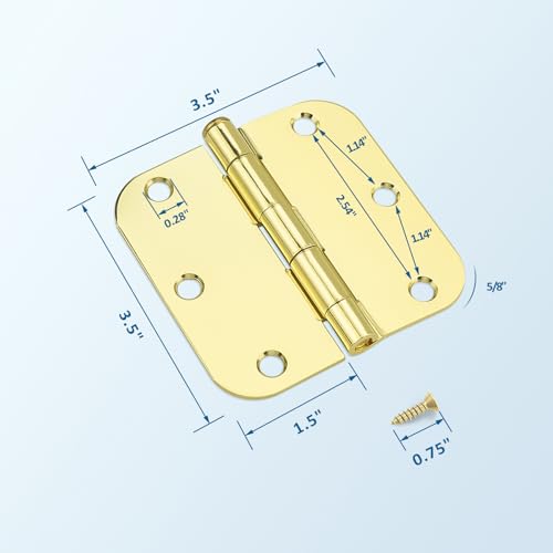 KNOBWELL 3.5" x 3.5" Polished Brass Door Hinges, Gold Door Hinges, 30 Pack - color: Polished Brass