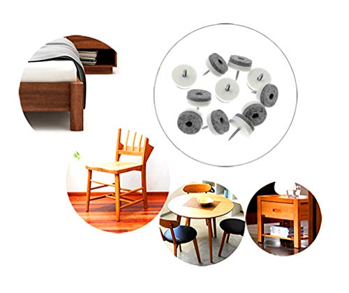 ALIMITOPIA 40pcs Screw-on Furniture Felt Pad Chair Glide Slider Hardwood Floor Protector for Wooden Leg Feet of Chair Table Furniture(Φ28mm or 1.1";White) - size: 28mm(White)