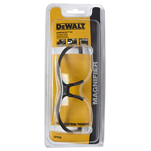DEWALT DPG59 Reinforcer Rx-Bifocal High Performance Protective Eyeware with Rubber Temples and Protective Eyeglass Sleeve - Clear Lens, 1.5 Diopter - size: Rx-Bifocal 1.5