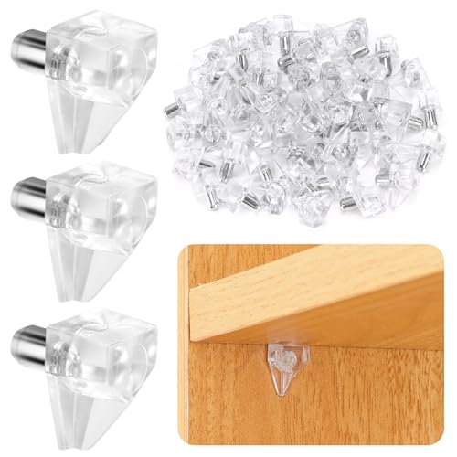 50 PCS 1/5 Inch (5mm) Shelf Support Pegs, Clear Plastic Shelf Pins, Cabinet Shelf Clips, Replacement Shelf Holders Pegs, Shelf Holder Pins for Shoe Makeup Storage Cabinets - size: 1/5 Inch (5mm)
