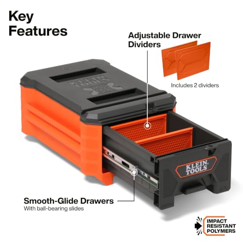 Klein Tools 54843MB MODbox Compact Single Drawer Box, Half Width, Tool Storage Drawer with Ball Bearing Slides, Dividers Included, PVC Foam Mat - size: Compact Half Width