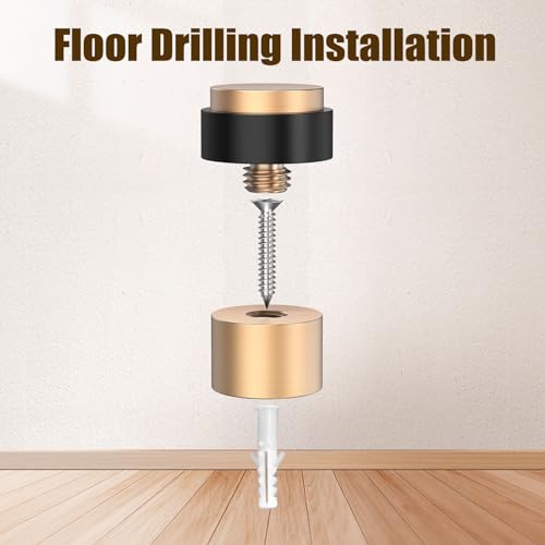 10 Pack Brushed Rose Gold Door Stoppers for Floor Mounting， Door Stopper Heavy Duty，304 Stainless Steel Cylindrical Made with Rubber Bumper，Floor Mount Door Holder Keep Door Open - color: Gold, size: 10 Pieces
