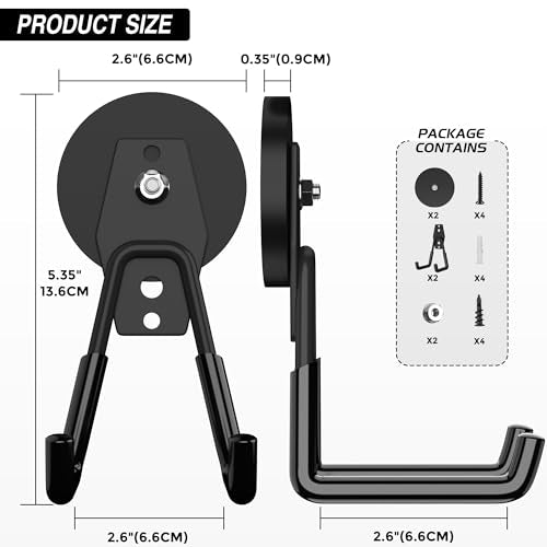 Heavy Duty Storage Magnetic Utility Hooks Large Garage Strong Extra Magnet Hooks Hanger with Anti-Slip Coating Heavy Duty Magnetic Hooks for Hanging Power Dril Garage Garden Tools 2 Pack Black - color: 2.6in Magnet-2 Pack-Black