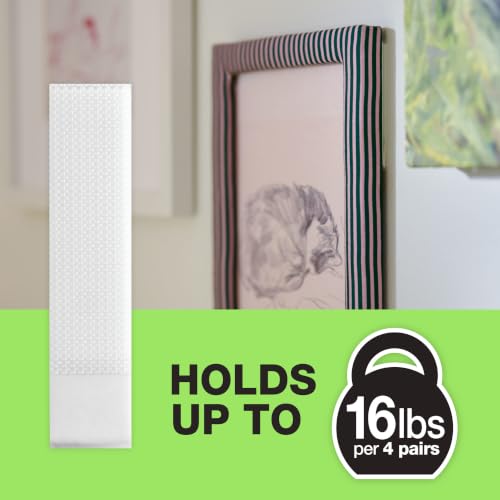 FrogTape reMOVEables Large Picture Hanging Strips - 12 Pairs - 16lbs per 4 Pairs - Damage-Free Removeable Adhesive Wall Strips Picture Hangers for Mounting Frames, Canvas, Home Décor White (24 Pieces) - size: 12 Pairs, style: Large