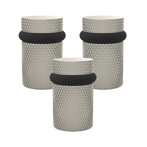 Mega Handles Knurled Floor Door Stopper Satin Nickel (3-Pack) - Floor Mount - color: Satin Nickel, size: 3 Pack