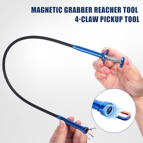 Flexible Grabber Tool, Magnetic 4-Claw Gripper (24", Blue) - size: Blue Magnetic
