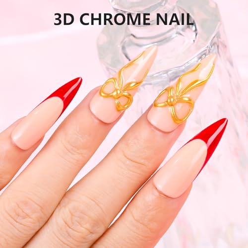 Makartt 15g 3D Nail Gel & Gold Chrome Nail Powder Kit for Sculting and Drawing - color: A04-Clear 3D Nail Gel & Gold Chrome Nail Powder
