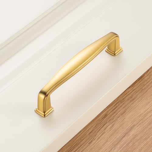 KOOFIZO 10 Pack 3-3/4 in Brushed Gold Cabinet Pull, Gold Drawer Handle 1817 - color: Brushed Gold, size: 3-3/4" CC - 10Pcs