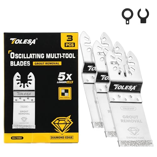 TOLESA Diamond Oscillating Saw Blades for Grout and Mortar, 3-Pack - size: 3 PCS