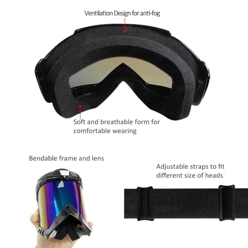 Dirt Bike ATV Goggles 2-Pack Motorcycle Motocross Gear (Color+Clear) - color: Color Lens+clear Lens