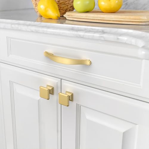 Amerdeco 10 Pack Brushed Gold Cabinet Pulls 3.75 Inch(96mm) Hole Center Drawer Pulls Cabinet Hardware Kitchen Cabinet Handles for Bathroom ZH0068 - color: Brushed Gold, size: 3.75"/96MM Hole Center