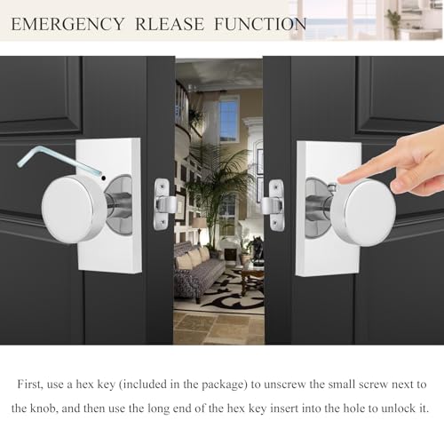 Polished Chrome Door Knobs Privacy Door Knobs Interior with Lock - color: Polished Chrome