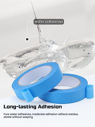 Lichamp Blue Painters Tape Bulk, 10 Pack 0.95 inch | By 55 Yards Paper Washy-Tape Blue Masking Tape for Wall Painting and Crafts