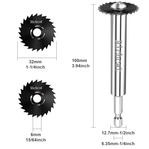 Richcat Inside Pipe Cutter with 3 Replaced Blades, for PVC and Plastic Pipe,Blade 1.2mm thick - size: 1/4" Hex Shank (3 Saw Blades)