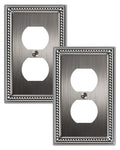 2-Pack Duplex Switch Plates and Outlet Covers, Heirloom Silver - color: Heirloom Silver, size: Single Duplex 2PK