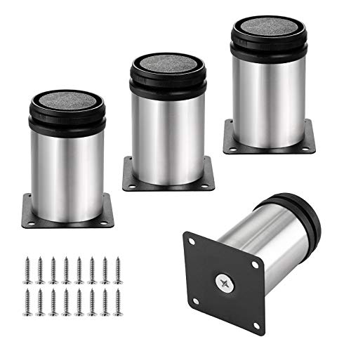 4 Pack Furniture Leg Set, 2" Dia 3" H Adjustable - size: 3 Inch