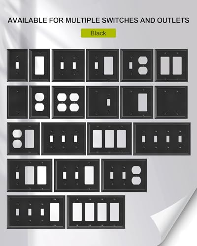 2-Pack Natural Bamboo Fiber Combo Blank/Toggle Light Switch Cover Plate - color: Black, size: 1 Blank/1 Toggle 2PK