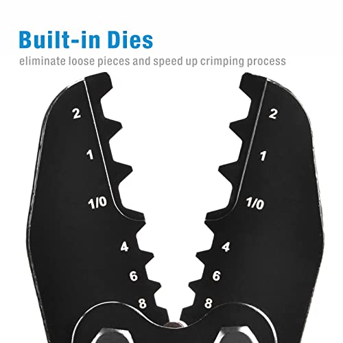 iCrimp IWS-0810N Battery Cable Terminal Lug Crimping Tool for 8,6,4,2,1,1/0 AWG Electrical Copper Battery Lugs, Fixed Hexagonal Crimping Die Sets - size: AWG8-1/0
