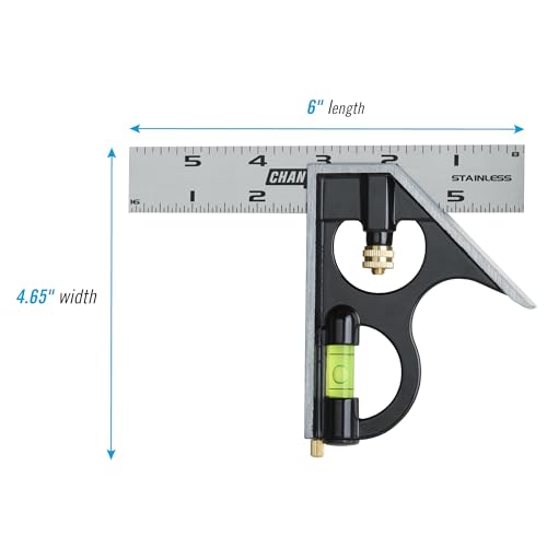 CHANNELLOCK High-Visibility Stainless Steel 6-Inch Combination Square, 8100-006CS