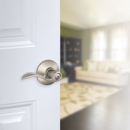 SCHLAGE Accent Bed/Bath Privacy Door Handle with Lock, Satin Nickel - color: Satin Nickel, size: Standard