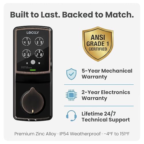 Lockly Secure Plus Smart Deadbolt Lock with 3D Biometric Fingerprint - color: Venetian Bronze