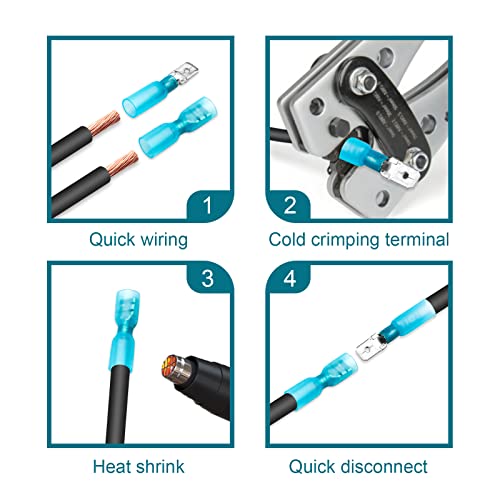 100 PCS Spade Connectors, Heat Shrink Spade Terminal 22-16 AWG - size: 22-16AWG, style: Spade Male