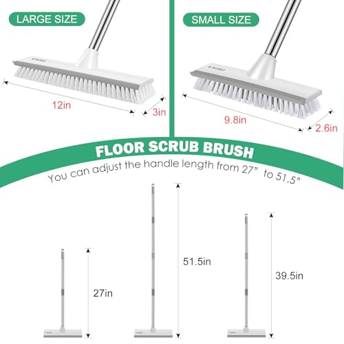 SetSail 12-in Wide Floor Scrub Brush with Long Adjustable Handle Brush - color: Grey White, size: 12in