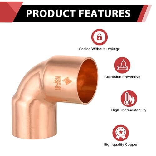 1 Piece EFIELD 2" C X C Short Radius Copper 90 Degree Elbow - size: 2"x2", style: 90 Degree