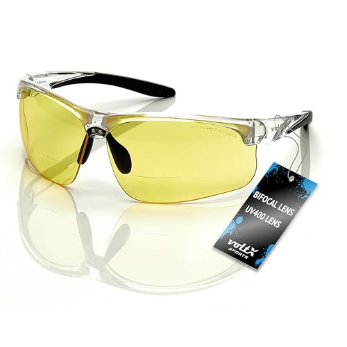 voltX ULTIMATE SPORTS Yellow Bifocal Reading Safety Glasses +1.5 Dioptre - color: Clear Frame/Yellow Lens, size: +1.5 Dioptre