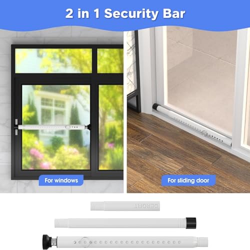 Sliding Door Security Bar,16 to 51 Inch Inside Sliding Patio Door Window Security Bar Stopper, Adjustable Window Locks Security Bars for Home Apartment Security, Sliding Glass Door Lock Hardware - color: White, size: 1PC