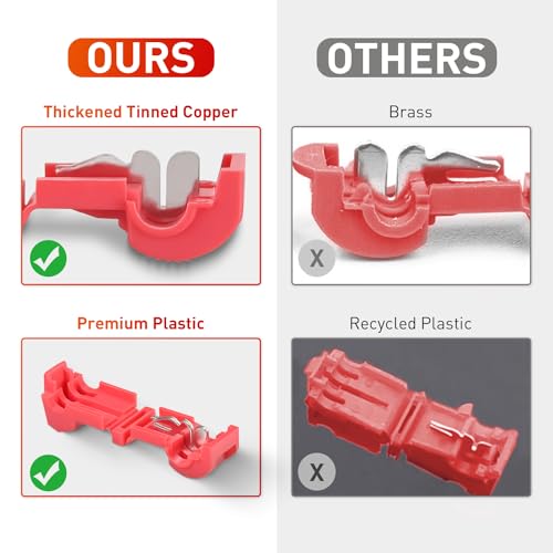Nilight 480PCS/80 Pairs T-Tap Wire Connectors Self-Stripping Quick Splice Electrical Wire Terminals Insulated Male Quick Disconnect Spade Terminals Assortment Kit with Storage Case, 2 Years Warranty - size: 480Pcs 22-10AWG