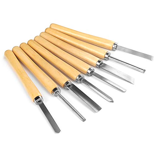 8Pcs Wood Lathe Chisel Sets, HSS Wooden Turning Chisels Kit Sculpting Chisel Woodworking Chisels Lathe Woodturning Tools Wood Carving Tools Set for Wooden Turning Hardwood
