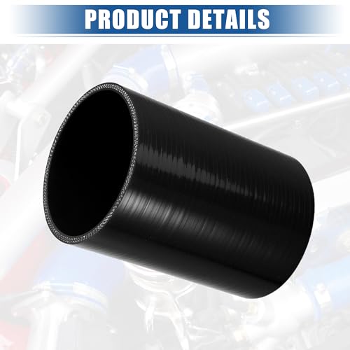 uxcell 3.75" ID 6" Length 4-Ply Reinforced High Temp Straight Coupler Silicone Reducer Hose Black for Car Intercooler Intake Piping - size: 3.75" ID