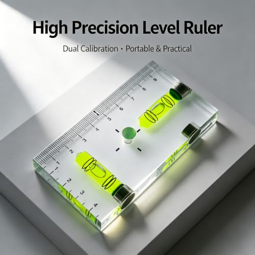 Transparent acrylic T-shaped integrated level with printed scale, high-precision bubble level, 95x51x13mm (Magnetic Green - Double Line) - color: Magnetic Green - Double Line