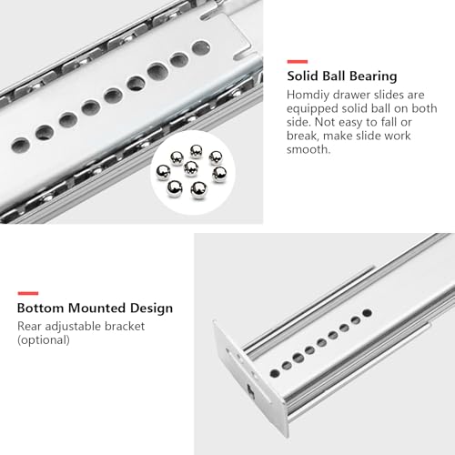 homdiy 18 Inch Heavy Duty Center Mount Drawer Slides Track (2 Pcs) - size: 18 Inch, style: 2 Pack