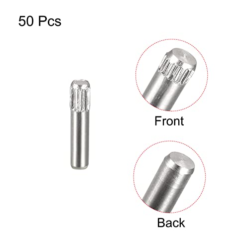 uxcell 2x10mm 304 Stainless Steel Dowel Pins, 50Pcs Knurled Head Flat Chamfered End Dowel Pin, Wood Bunk Bed Shelf Pegs Support Shelves Fasten Elements - size: 2x10mm