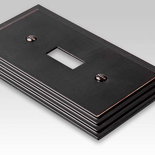 AMERELLE 84DVB Steps Single Duplex Cast Metal Wallplate in Aged Bronze - color: Aged Bronze, size: 1 Duplex