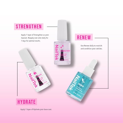 Nail Tek Therapy Kit – Nail Repair for Damaged Nails, Hydrate, Renew & Strengthen Nails Treatment, Made in USA, 0.5 fl oz each - color: Pink