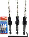 FTG USA #8 (11/64") Wood Countersink Drill Bit 3-Pc Set with Hex Key - size: #8, style: 3 Pc w/o Depth Stop
