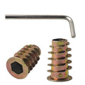 50PCS M6*18mm Threaded Insert Nuts Zinc Alloy Hex Socket Drive Furniture Screw-in Bolt Fastener Connector for Wood Furniture Assortment with Hex Spanner - size: M6x18mm