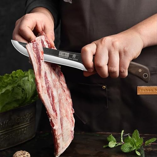 HOSHANHO Butcher Knife Set, Sharp Kitchen Knife Set & Roll Bag Gift for Men | Hand Forged 8PCS Butcher Chef Knife Set with Meat Cleaver Knife & Bone Chopper Knives & Fillet Knives for Home, Camping, BBQ - size: 6.5"