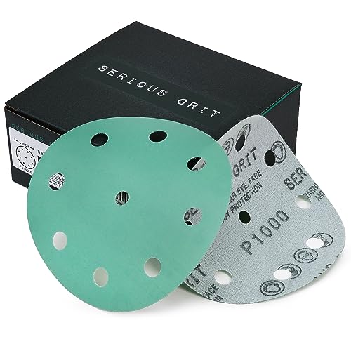 Serious Grit - 5-Inch 9-Hole P1000 Grit Sanding Discs - 50 Pack Box - size: 1000 Grit