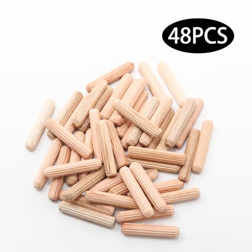 48Pcs 6mm x 30mm / 1/4 Inch x 1.18 Inch Wooden Dowel Pin - size: 6 x 30mm