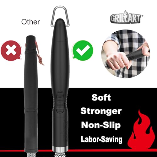 GRILLART Grill Brush, 18'' Extra-Strong Handle, BBQ Cleaner with Scraper